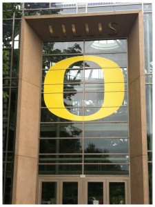 Oregon's logo resembles a running track.